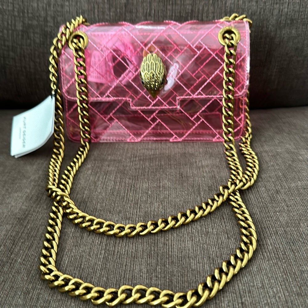 Kurt Geiger Pink Crossbody Bag with Gold Chain